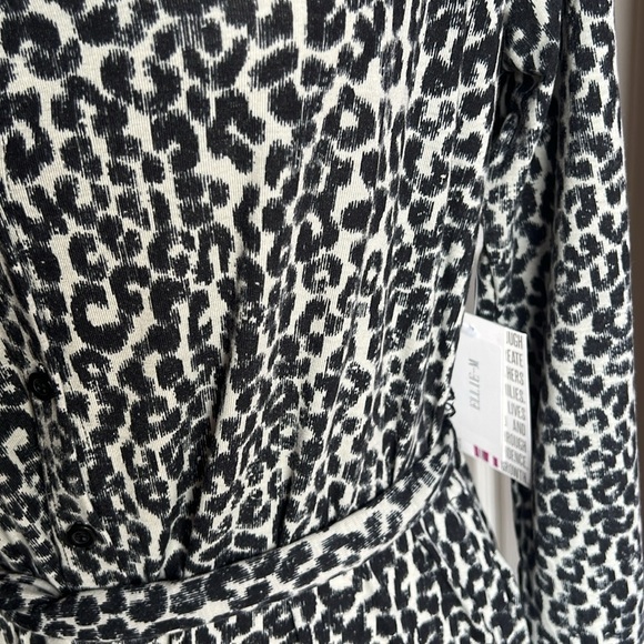Lularoe Ellie button down collar shirt dress cheetah black gray belt size M - Picture 6 of 9